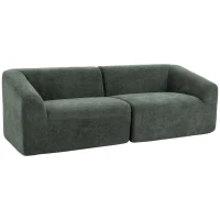 HOMCOM 3-Sitzer-Chenille-Sofa 225 cm, modernes gepolstertes Wohnzimmersofa mit breiter Sitzfläche, Federkernkissen, dunkelgrün(m-8)