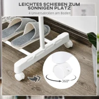 HOMCOM Rollende garderobestander, hoogteverstelbaar, met onderste plank, 4 wielen, Wit(m-6)