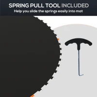 SPORTNOW Replacement Trampoline Mat with Spring Pull Tool, 72 V-Hooks, for 12ft Trampoline using 14cm Springs, Black(m-7)