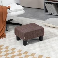 HOMCOM Poef met stoffen bekleding in linnenlook, tot 100 kg, bruin, 40 x 30 x 24 cm(m-2)