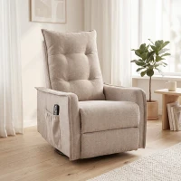 HOMCOM Recliner Armchair, Chenille Recliner Chair with Massage and Heat, 360° Swivel Rocking Manual Recliner, Brown(m-13)