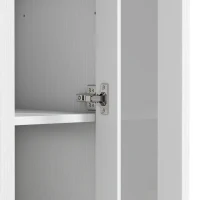 HOMCOM Tall Bathroom Storage Cabinet, 6-Tier Slim Bathroom Cabinet with Adjustable Shelf, 4 Soft-Close Doors, White(m-12)