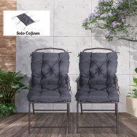 Outsunny Conjunto de 2 Cojines para Silla 50x98x8 cm con Respaldo 6 Cordones de Fijación para Jardín Terraza Balcón Gris Oscuro(m-11)