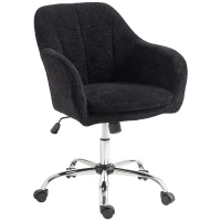 HOMCOM Modern Makeup Vanity Chair, Snow Flannel Office Chair with Tub Back, Black(m-15)