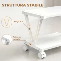 HOMCOM Supporto Stampante con 2 Ripiani per Ufficio e Casa, Bianco(m-5)