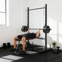 HOMCOM Adjustable Squat Rack, with Pull Up Bar, Barbell Bar for Home Gym(m-10)