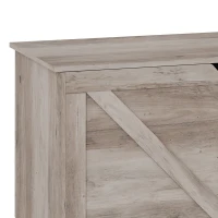 HOMCOM 127L Home Storage Box, with Safety Hinges - Grey Wood-Effect(m-13)