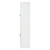 Vitrinenschrank, 4-türig, viel Stauraum mit 5 Einlegeböden, Landhaus-Stil, 80x38x180 cm, Weiß(m-8)
