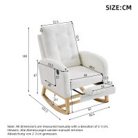 ModernLuxe Rocking Chair with Boucle Fabric Upholstery, Nursing Armchair with Side Pocket, 66.5L x 121.5W x 102H cm, White(m-3)