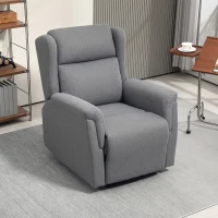 HOMCOM Relaxsessel, Verstellbarer Polstersessel mit Fußstütze, 160° neigbar, Leinenoptik, schneller Aufbau, Dunkelgrau(m-10)