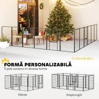 PawHut Țarc pentru Câini Pliabil din Oțel cu Țăruși pentru Interior și Exterior, 68 x 100 cm, 12 Panouri, Negru(m-4)