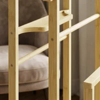 HOMCOM Bamboe kledingrek op wielen, compact, met hangers, ophangstangen, opbergvak en onderrek, eikenlook(m-13)