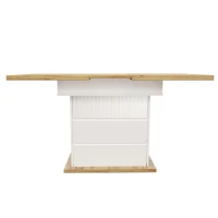 Extendable Dining Table with Hidden Storage, Modern Extension Table with Magnetic Soft-Close, 140L x 80W x 75H cm, White(m-2)