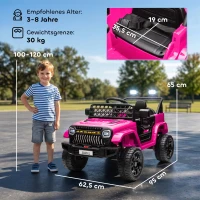 AIYAPLAY Kinder Elektroauto 12V Kinderauto Elektrisch mit 2,4 GHz Fernbedienung 2 Motor Hupe LED Musik für 3-8 Jahre Rosa(m-3)