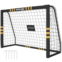 SPORTNOW Gol de Futebol com Espuma de Proteção, 5 Estacas de Solo e Rede em PE, 180x60x120cm, Amarelo(m-12)