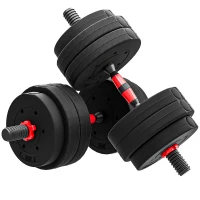 HOMCOM 2 in 1 dumbbell set 25 kg verstelbare dumbbell & barbell professionele dumbbell krachttraining en gewichtheffen voor fitness thuis(m-1)
