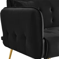 2-Seater Sofa Bed with Independently Adjustable Backrests, Space-Saving Folding Sofa with Multi-Position Armrests, 178L x 82W x 70H cm, Black(m-10)
