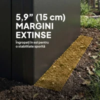 Outsunny Carport 3x6m, Garaj Portabil cu Ușă și Ferestre, Gri Închis(m-9)