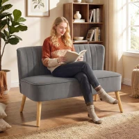 HOMCOM 2-zitsbank in retrodesign, houten poten, 117 x 56,5 x 77 cm, donkergrijs(m-2)