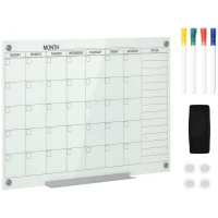 Vinsetto Quadro Branco Calendário 90x60 cm Calendário de Parede com Prateleira para Canetas Apagável a Seco Planeador Semanal com 4 Canetas Apagador Calendário Mensal para Escritório Escola Cozinha Casa(m-1)