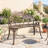 Outsunny Cast Aluminium Garden Bench - Bronze Tone(m-14)