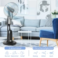 HOMCOM Statiefventilator met waterverstuiver ventilator afstandsbediening 3 standen metaal(m-6)