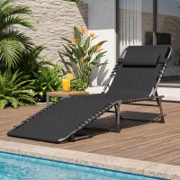 Outsunny Sdraio da Giardino con Schienale Regolabile su 5 Livelli, Poggiatesta e Tasca, 188x57x30cm(m-10)