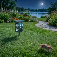 Outsunny Repelente Solar Ultrassônico para Gatos 5 Modos Sensor PIR Clarão LED(m-4)