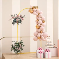 Outsunny Support d'arche de fond en métal doré pour mariage, 2,2 m, arche de jardin, mariage, arche de ballons floraux(m-10)