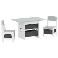 AIYAPLAY Kids Table and Chair Set, Toddler Table and 2 Chairs Set with 6 Removable Drawers, for Boys Girls Ages 3-8, Light Grey(m-1)