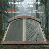 Outsunny Cabin Tent Waterproof Camping Tent with Two Room for 4 Person Brown(m-7)