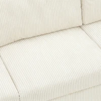 HOMCOM Canapé 3 Places en Velours Côtelé, Canapé de Salon Moderne 225 cm, Assise Large, Coussin à Ressorts, Crème(m-11)