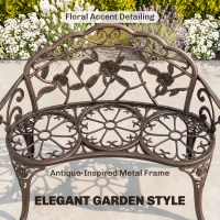 Outsunny Cast Aluminium Garden Bench - Bronze Tone(m-4)