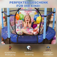 HOMCOM Trampolin für Kinder, Ø163 cm, mit Sicherheitsnetz, In- und Outdoor, Belastung bis 50 kg, Stahl, Kunststoff, Blau(m-9)