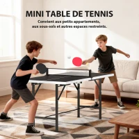 SPORTNOW Mini Table de Ping-Pong Pliable Extérieur Intérieur avec 2 Raquettes en Bois Massif 3 Balles et Filet 152x76x70cm Noir(m-4)