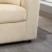 HOMCOM 3-Zitsbank met Sierkussens, Corduroy Sofa voor Woonkamer, Slaapkamer, 212 cm Breed, Crèmewit(m-13)