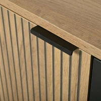 Durable TV Unit with Integrated Cable Management, Modern Lowboard with 2 Drawers and 3 Cabinets, 208L x 40W x 48H cm, Natural(m-12)