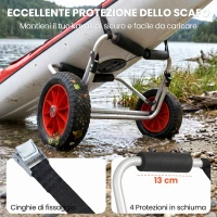 HOMCOM Carrellino da Spiaggia Pieghevole per Kayak e Canoa con Paraurti, in Alluminio e NBR, 70x40x42 cm(m-5)