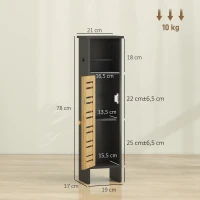 HOMCOM Mobile da bagno in bambù a 3 livelli con portarotolo, 78 cm, nero(m-3)