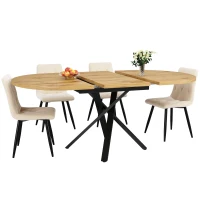Extendable Dining Table with Sturdy X-Shaped Metal Frame, Space-Saving Convertible Table with Adjustable Feet, 100L x 40W x 75.5H cm, Wood(m-12)
