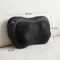 HOMCOM Pernă de Masaj Spate și Gât cu Încălzire și 4 Noduri Shiatsu, pentru Acasă, Birou, Mașină, Negru(m-3)