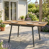Outsunny Gartentisch 140 x 80 cm für 6 Personen rostbeständig Outdoor Esstisch mit WPC-Tischplatte Verstellbare Füße, Teak(m-10)