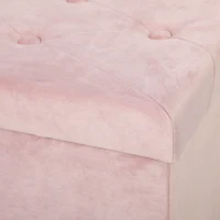 HOMCOM Velvet Upholstered Foldable Ottoman Footrest, Storage Ottoman Bench with Wood Legs for Living Room, Pink(m-11)