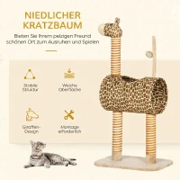PawHut Drapak 101 cm wieża dla kota w kształcie żyrafy, z jaskinią, piłeczką, słupkami z juty dla średnich kotów do 5 kg(m-4)