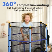 HOMCOM Trampolin für Kinder, Ø163 cm, mit Sicherheitsnetz, In- und Outdoor, Belastung bis 50 kg, Stahl, Kunststoff, Blau(m-6)