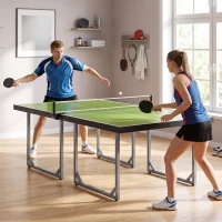 HOMCOM Mesa de Ping Pong Dobrável Mesa de Ping Pong Profissional com Rede e Estrutura de Aço 182x91x76 cm Verde(m-9)