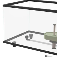 PawHut Schildkröten-Aquarium 50 L Terrarium für kleine Schildkröten mit Plattform, Rampe und Thermometer 60x30x32 cm Transparent(m-5)