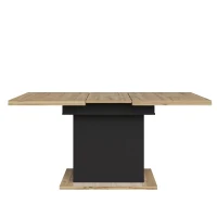 Extendable Dining Table with Wood-Grain High-Density MDF Top, Telescopic Kitchen Table with 2 Drawers, 110L x 80W x 75H cm, Black(m-13)