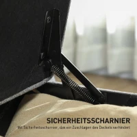 HOMCOM Sitzbank mit Stauraum, Polsterbank 120x40x48 cm mit Sicherheits-Scharniern, Leinenoptik, Dunkelgrau(m-5)