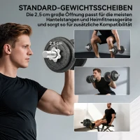SPORTNOW Hantelset 2-in-1 Kurzhanteln Langhanteln verstellbar bis 20 KG mit rutschfestem Griff für Krafttraining Zuhause Grau(m-7)